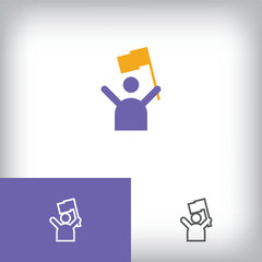 Simple profile logo with a flag in hand. Team template.