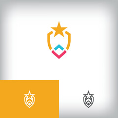 Simple star and shield logo. Geometric company template.