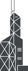 Bank of China Tower skyscraper silhouette in black vector format.