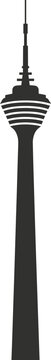 Menara kuala lumpur communication tower silhouette illustration in black and white