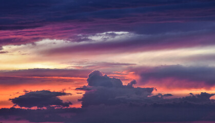 Magical late afternoon sky revealing dramatic sunset colors and serenity