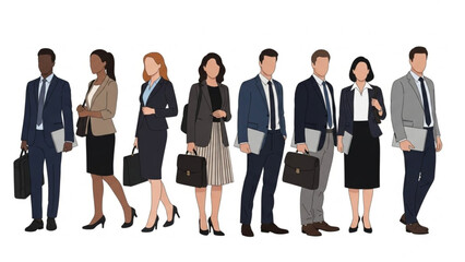 Fototapeta premium Corporate team of business people walking together confidently