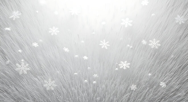 Falling white snowflake pattern over abstract silvery winter texture background