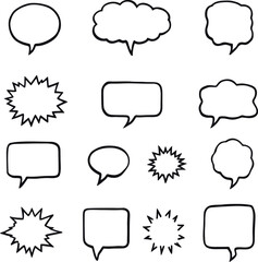 Speech and thought bubble icon set with diverse shapes for comics, dialogue, expression, and design themes