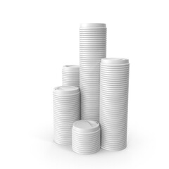 Stacked paper coffee cups for cafe use