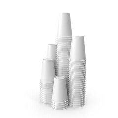 Stacked paper coffee cups for cafe takeaway service