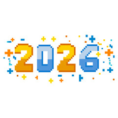 2026 Celebration Pixel Number Design