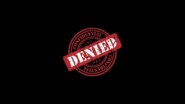 Red Confidential and Denied Stamp icon animation. Continuous Stamping Motion for Secret Documents, Privacy, and Security. Seamless 4K Loop.