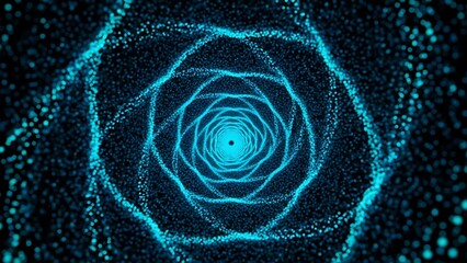 Windows‑style 4K wallpaper Abstract, swirling vortex of glowing blue particles, creating a tunnel effect in darkness.