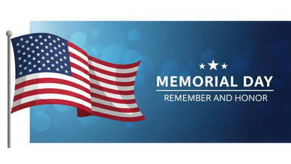 Memorial day american flag waving in the wind