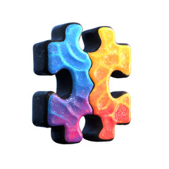 Fototapeta premium Multi-color textured puzzle pieces isolated on transparent background