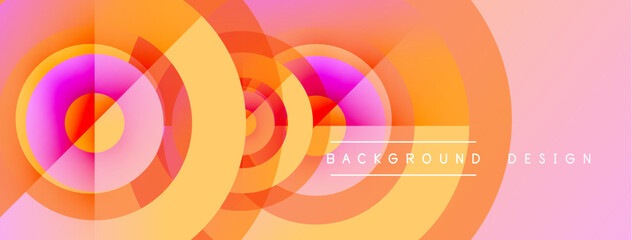 Abstract vibrant circles overlap. Orange, pink hues create dynamic visual effect. Background text reads background design.