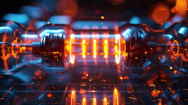 Electric current flowing inside transparent cable cross section