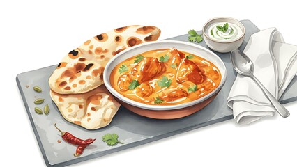 chicken and vegetable soup healthy read plate food meal. AI generated Image cartoon draw food isolated on white