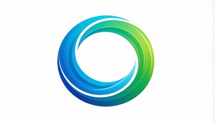 Abstract blue and green wave logo icon isolated on white background, modern browser style symbol for technology, internet, and digital branding.