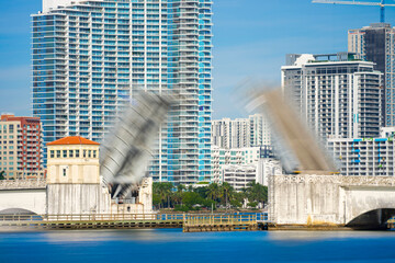Venetian Causeway Miami opening with motion blur long exposure