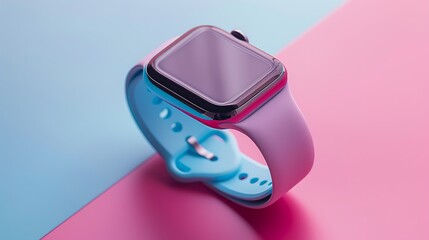 Modern smartwatch band mockup floating on pastel background