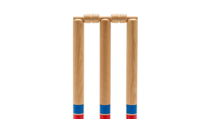 Three cricket stumps isolated on transparent background
