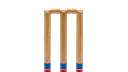 Three cricket stumps isolated on transparent background