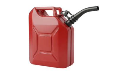 Red gas can isolated on transparent background