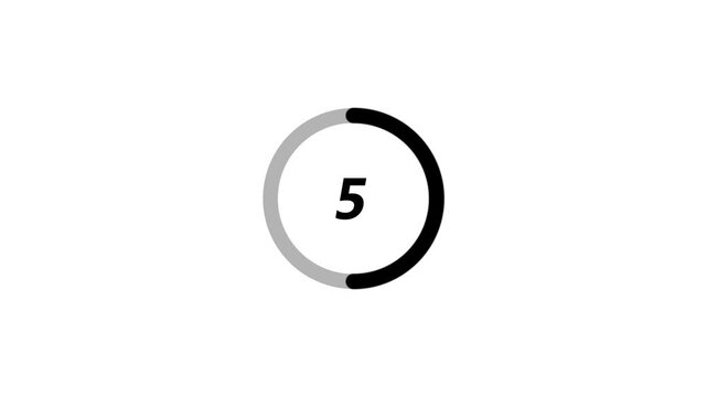 Countdown timer from 15 to 0 seconds real time. Animated number 10 countdown graphic on white background with modern minimalist design.4k video