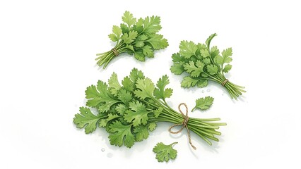 bunch of parsley, cilantro, coriander, watercolor ai generated