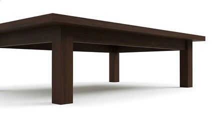 closeup corner extreme detailed Dark Wooden Low Coffee Table, Minimal Japanese Style &mdash; Meja Kopi Kayu Gelap Rendah Gaya Jepang Minimalis isolated 