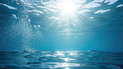 Sunlight shining through the surface of the ocean water