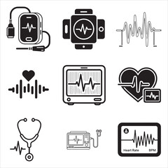 Electrocardiogram heartbeat line art medical vector icon
