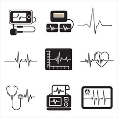 Heart rate monitor line art for medical health checkup