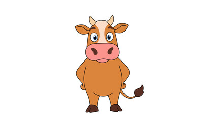 Fototapeta premium Cute Line Art Brown Cow Standing Animal Farm Illustration