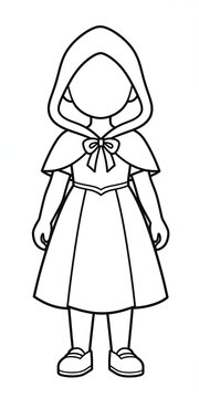 Clean Line Art/Blueprint Style of Little Red Riding Hood