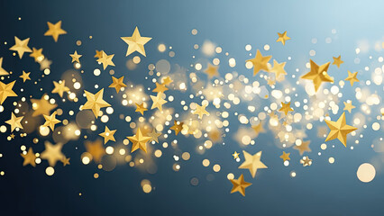Golden stars shining brightly against blue background