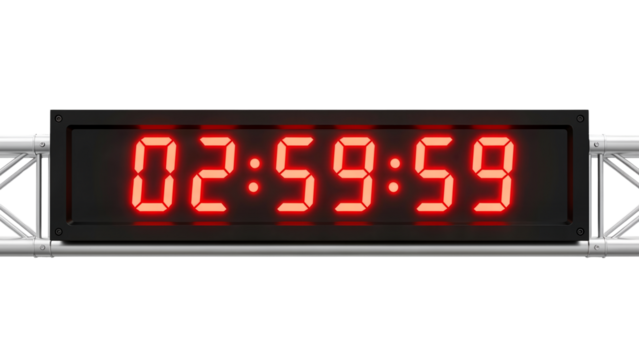 Digital race clock showing sub-three hour time for marathon training plans and goal setting Transparent Background, Cutout - Powered by Adobe