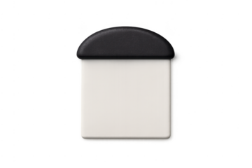 Blank white calendar icon with black half-circle top