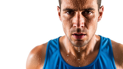 Portrait of a sweating male runner for marathon training articles and endurance blogs Transparent Background, Cutout