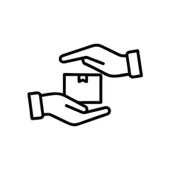 Fototapeta premium safe delivery hands receiving parcel icon