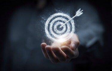 Glowing Target Arrow in Open Hands