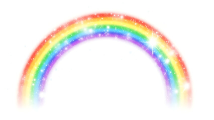 Fototapeta premium Magical shimmering rainbow arch with vibrant spectrum of colors, symbolizing hope, joy, and a touch of fantasy, isolated on a white background for versatile design projects