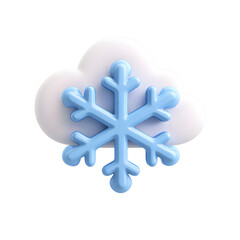 Obraz premium White cloud with blue snowflake isolated on transparent background