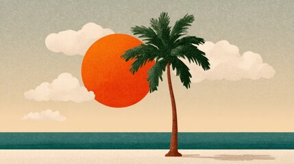Modern minimalist geometric illustration of palm