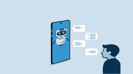 Customer support..Chat bot AI and customer service concept.Chat bot virtual assistant via messaging. Helping
