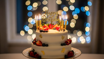 birthday cake with candles