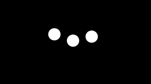 3 dots loading looping progress icon on black background Loading. Dot Loop animation of icon loading website dots online, on a transparent background