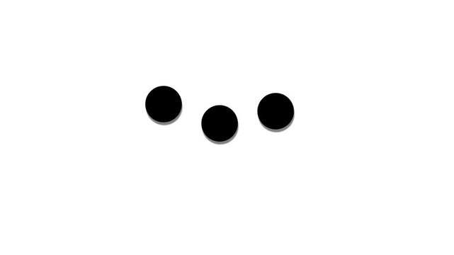3 dots loading looping progress icon on black background Loading. Dot Loop animation of icon loading website dots online, on a transparent background