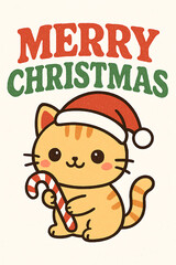 Obraz premium Merry Christmas Cute Festive Christmas Cat with cozy holiday vibes