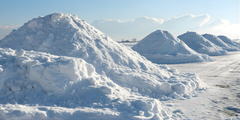 Realistic Snow Pile Collection on Soft Blue Winter Background