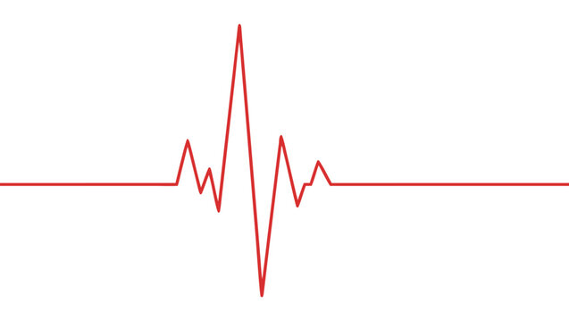 Red heartbeat pulse line vector illustration on white background
