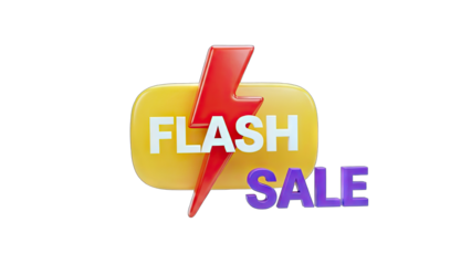Flash Sale with Lightning Bolt on White Background