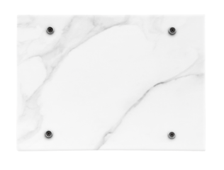 Blank marble plaque template with screws on transparent background